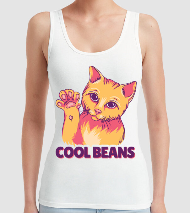 Cool Beans - talpă pisică model alb pe tricou
