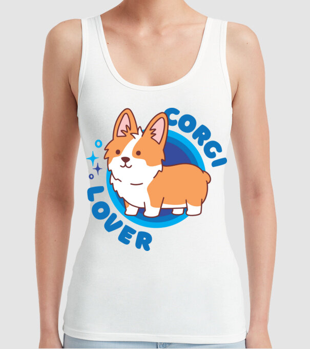 Corgi Lover model alb pe tricou