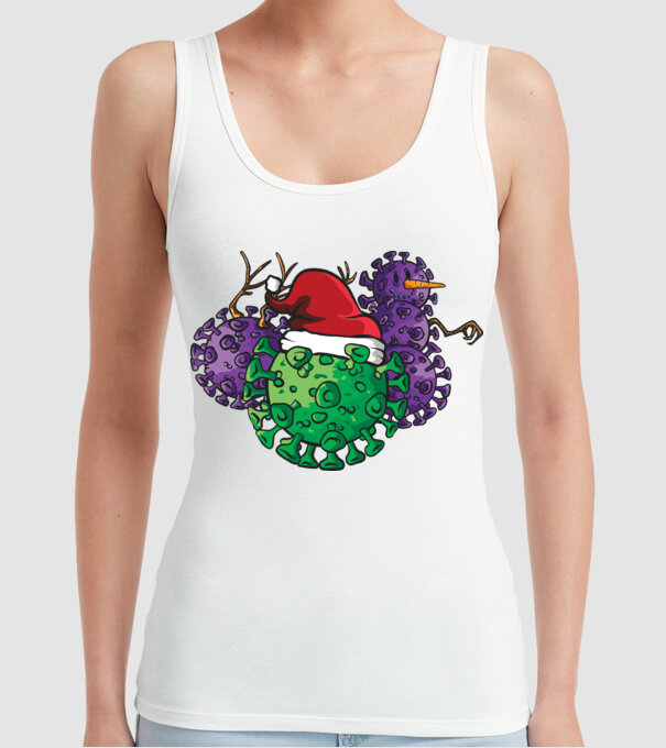 Christmas Covid model alb pe tricou