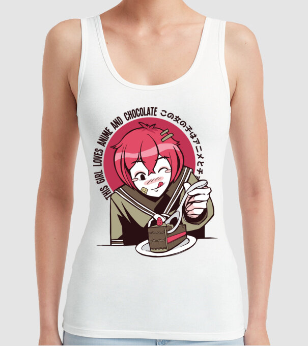 Doar o fată căreia îi place Anime și ciocolata model alb pe tricou