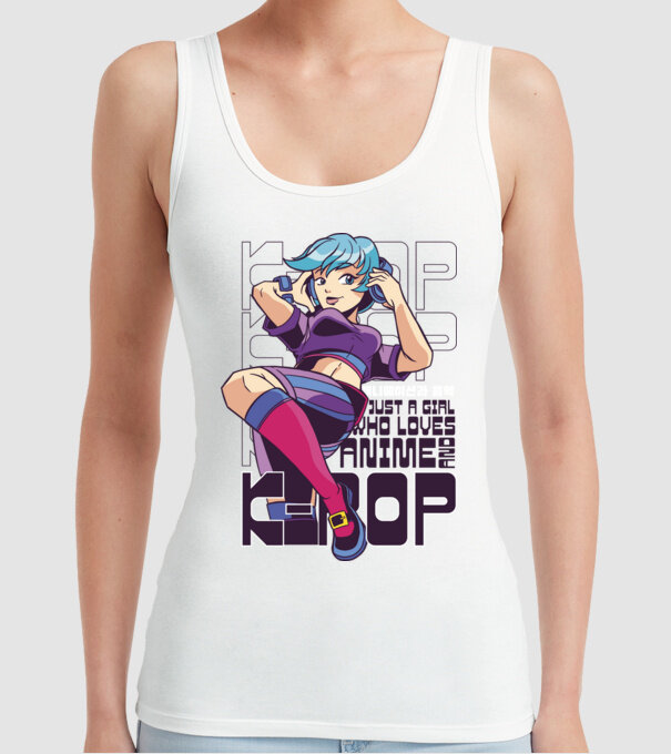 Doar o fată căreia îi place Anime și K-Pop model alb pe tricou