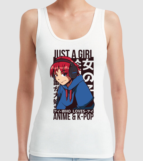 Doar o fată căreia îi place Anime și K-Pop model alb pe tricou
