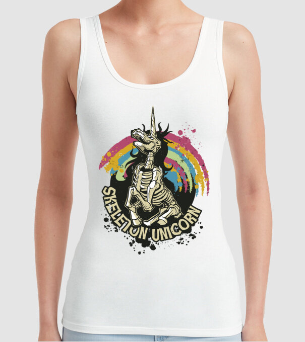 Schelet unicorn model alb pe tricou