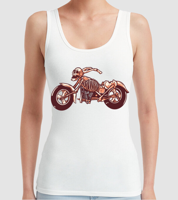 Motocicletă cu Schelet model alb pe tricou