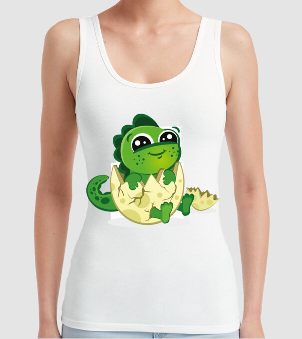 dinozaur drăguț în ou model alb pe tricou