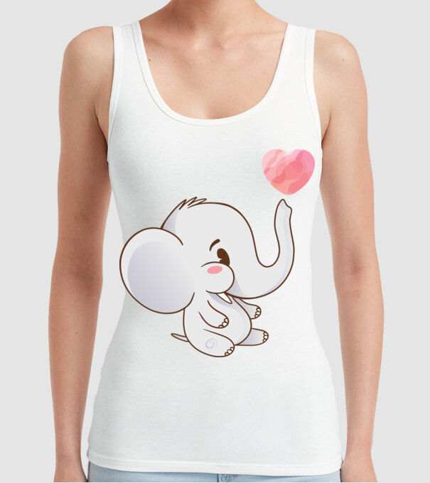Elefant drăguț model alb pe tricou
