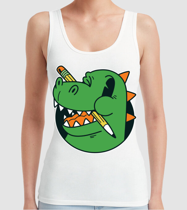 Elev Dinozaur drăguț model alb pe tricou