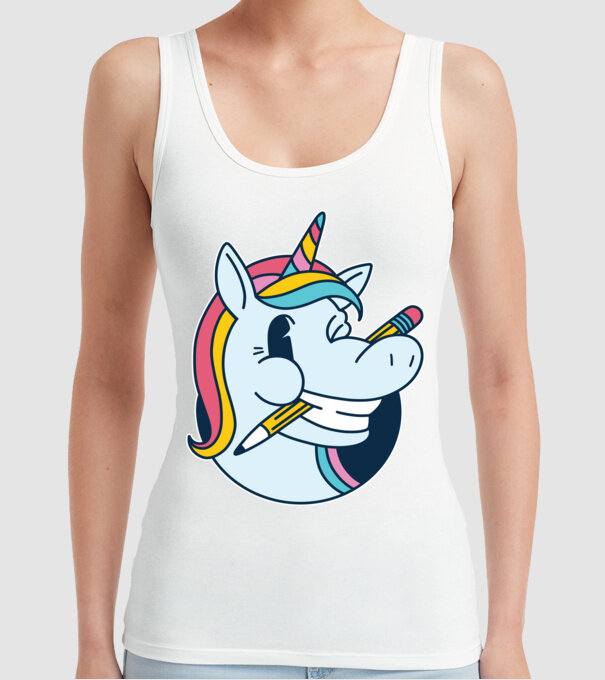 Elev Unicorn drăguț model alb pe tricou