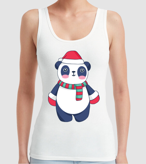 Panda drăguț de Crăciun model alb pe tricou