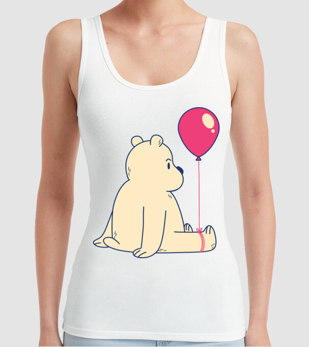 Teddy Drăguț cu Balon model alb pe tricou
