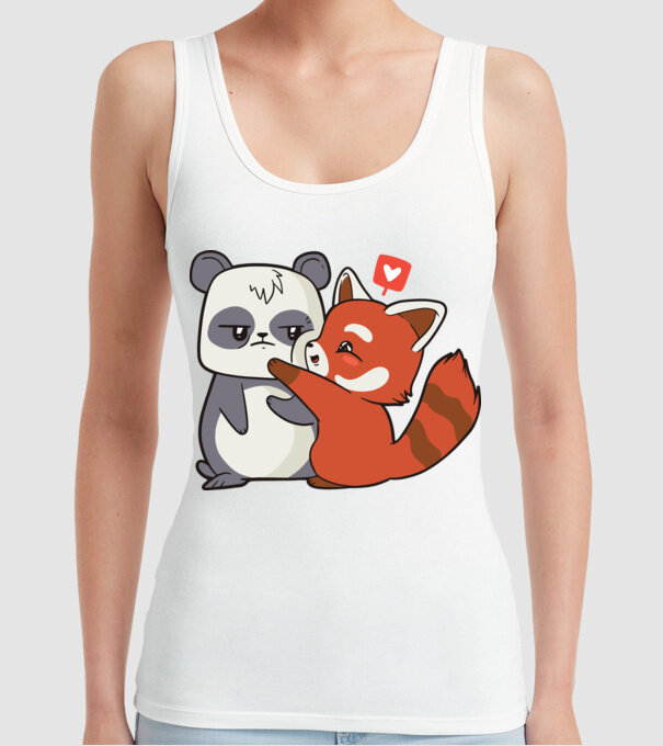 Panda drăguț Dragoste model alb pe tricou