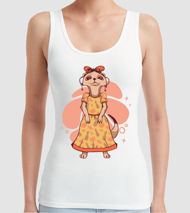 Suricată drăguță model alb pe tricou