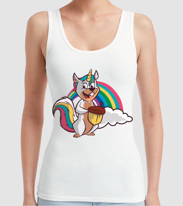Unicorn drăguț Veveriță model alb pe tricou