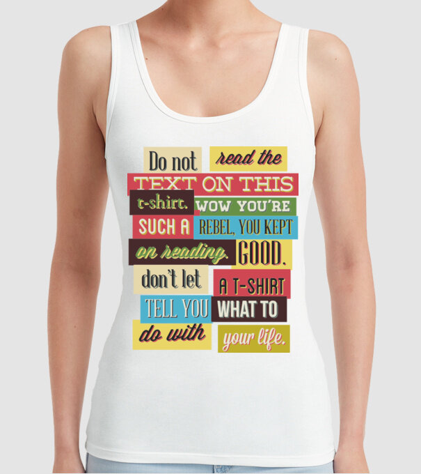 Do not read the text on this t shirt model alb pe tricou
