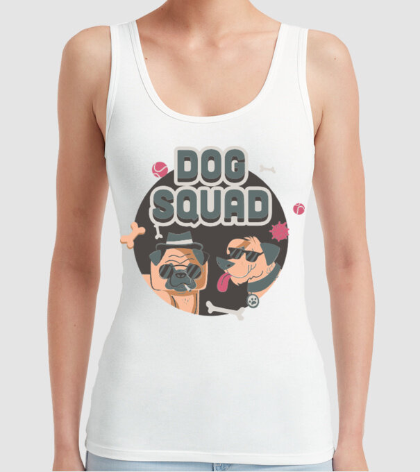 Dog squad model alb pe tricou