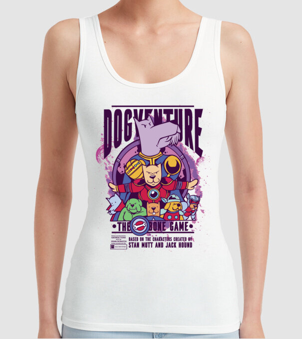 Dogventure The Bone Game model alb pe tricou