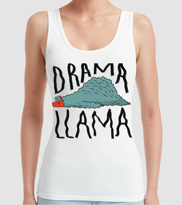 Dramă Lama model alb pe tricou