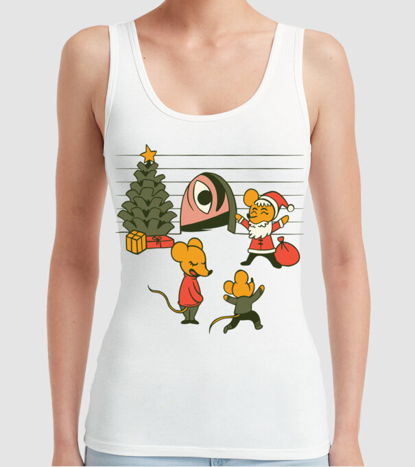 Crăciun Șoarece model alb pe tricou