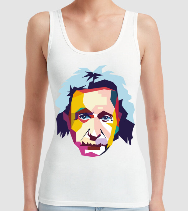 Einstein abstract model alb pe tricou