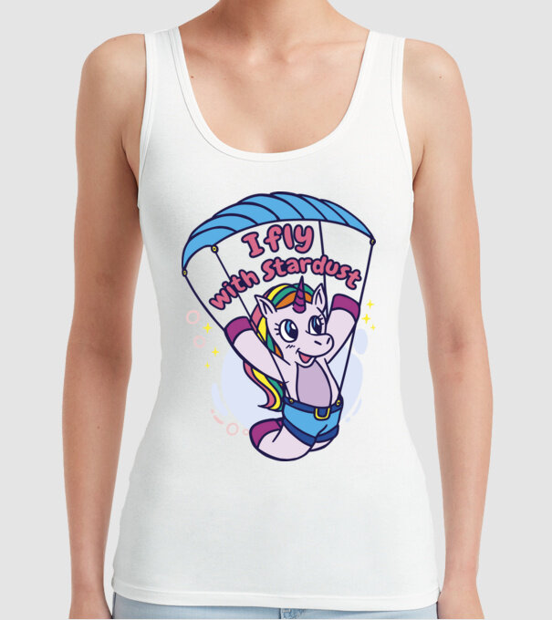 Unicorn parașutist model alb pe tricou