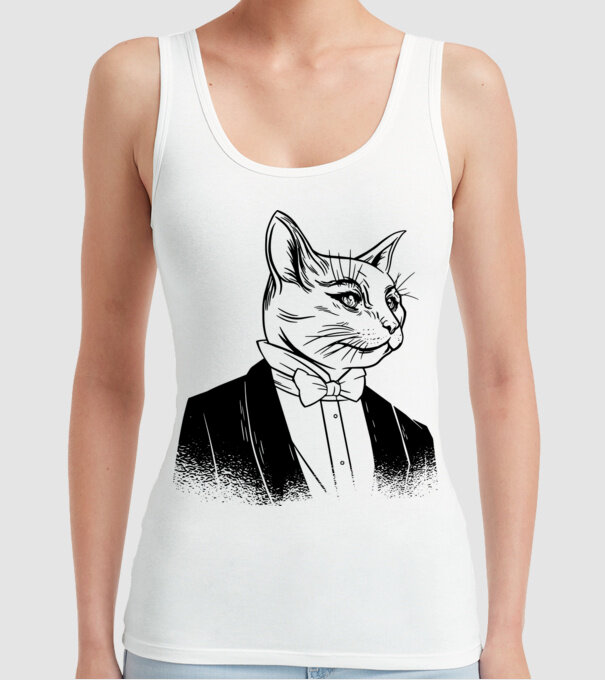 Pisică Elegantă model alb pe tricou