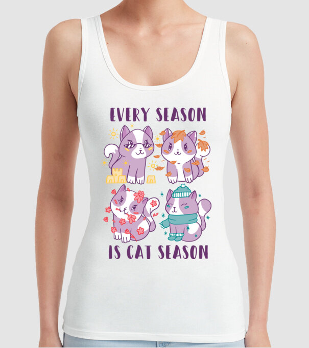 Every Season is Cat Season model alb pe tricou