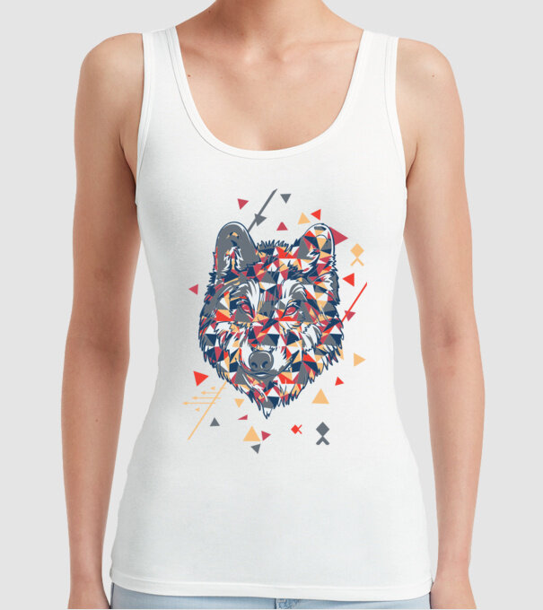 Lup - abstract model alb pe tricou