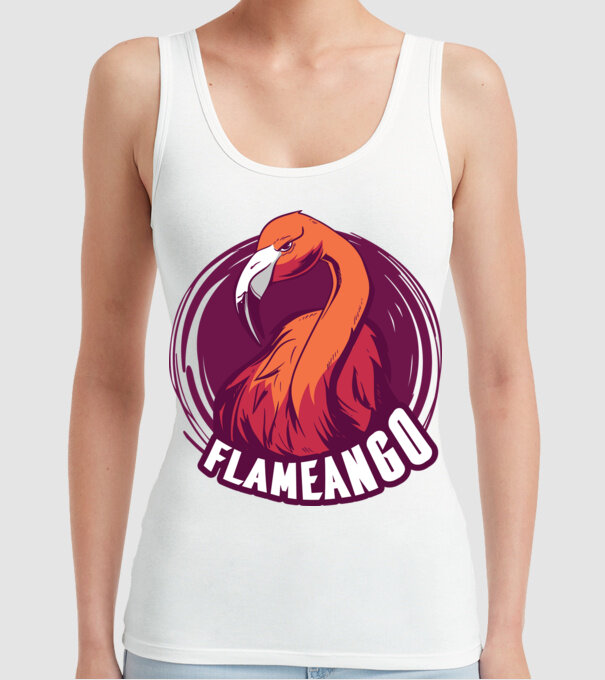 Flamingo model alb pe tricou