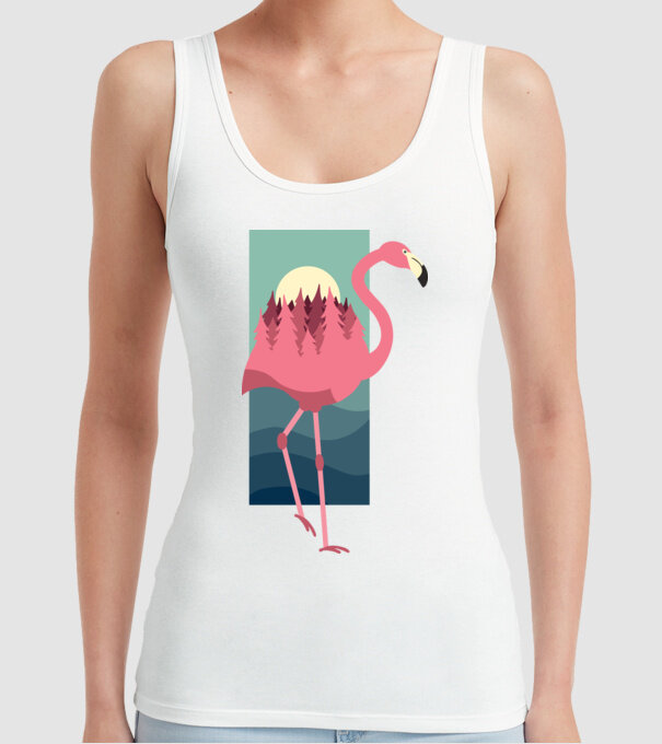 Flamingo Design model alb pe tricou