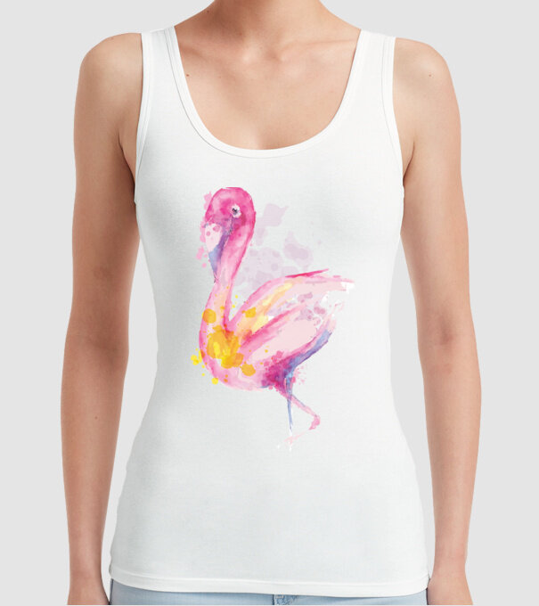 Flamingo Pictură model alb pe tricou