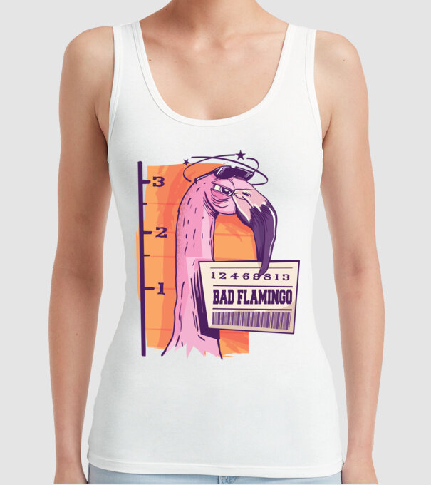 Flamingo arestat amuzant model alb pe tricou
