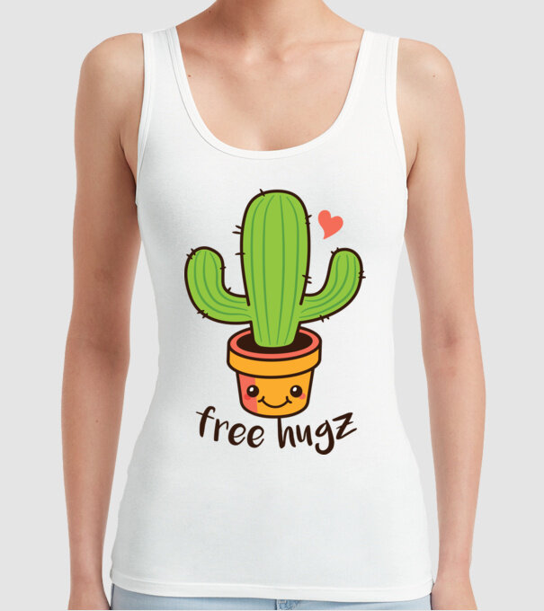 Free Hugz tricou amuzant Cactus model alb pe tricou