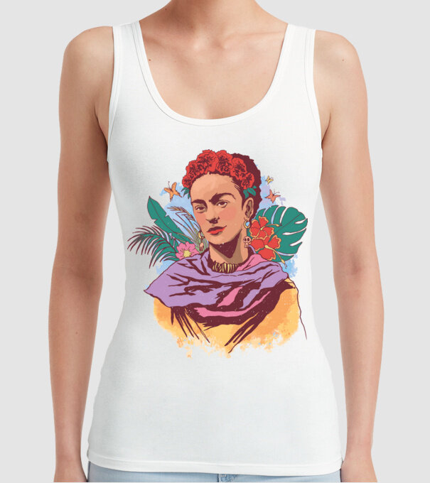 Portret Frida Kahlo model alb pe tricou