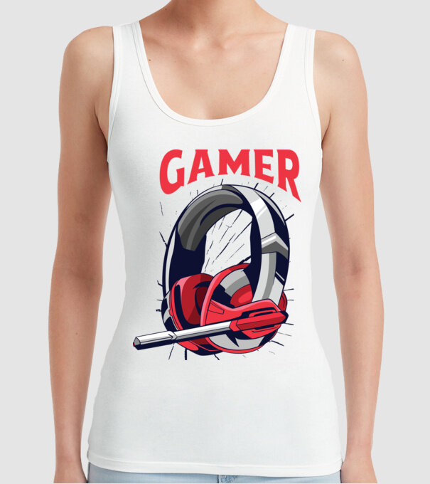 Căști Gamer model alb pe tricou