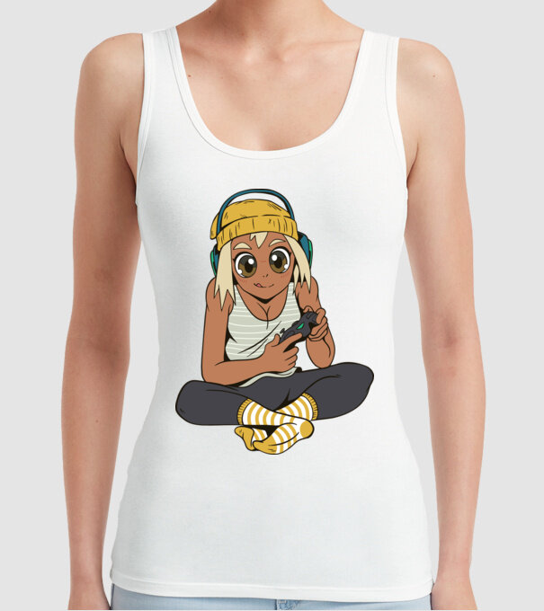 Fată Gamer model alb pe tricou