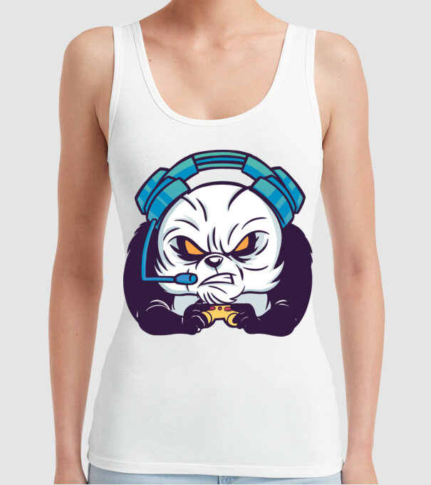 Gamer Panda model alb pe tricou