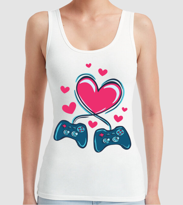 Dragoste Gamer model alb pe tricou
