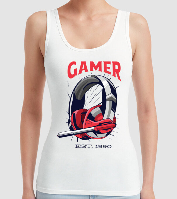 Gamer est. 1990 model alb pe tricou