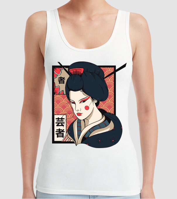 Geisha Japonia model alb pe tricou