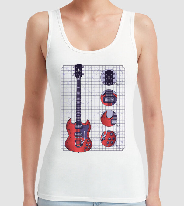Gibson Chitară desen model alb pe tricou