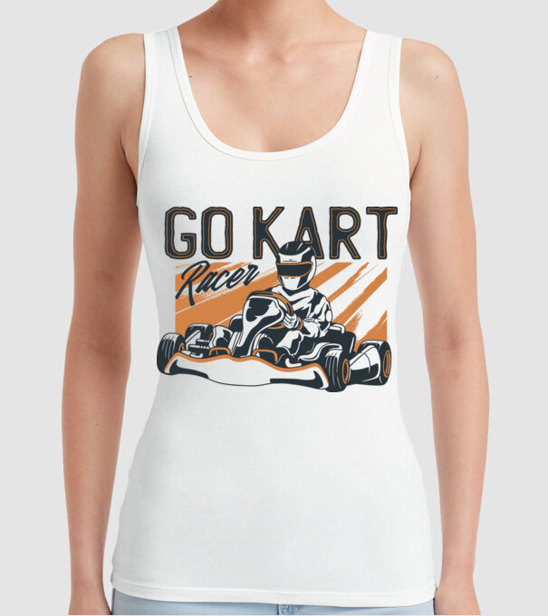 Concurent Go-kart model alb pe tricou