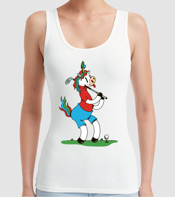 Unicorn jucător de golf model alb pe tricou