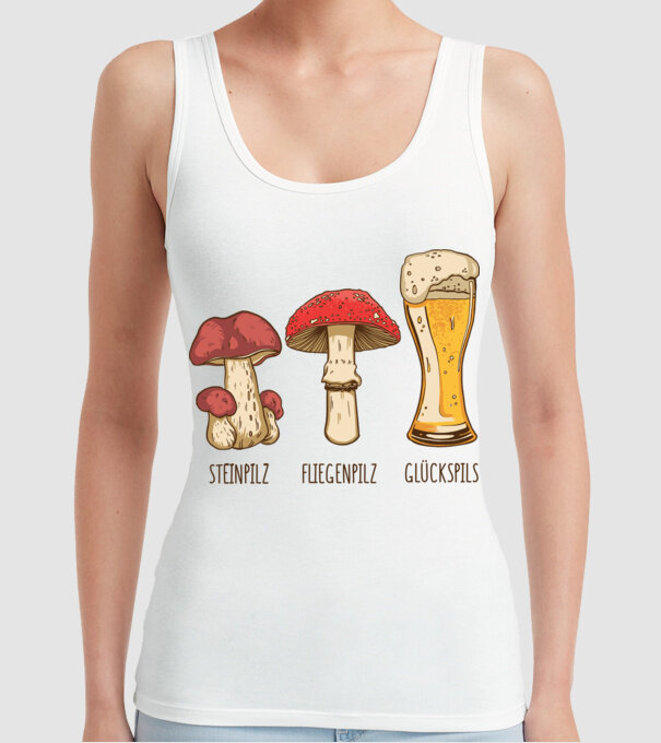 Soiuri de ciuperci model alb pe tricou
