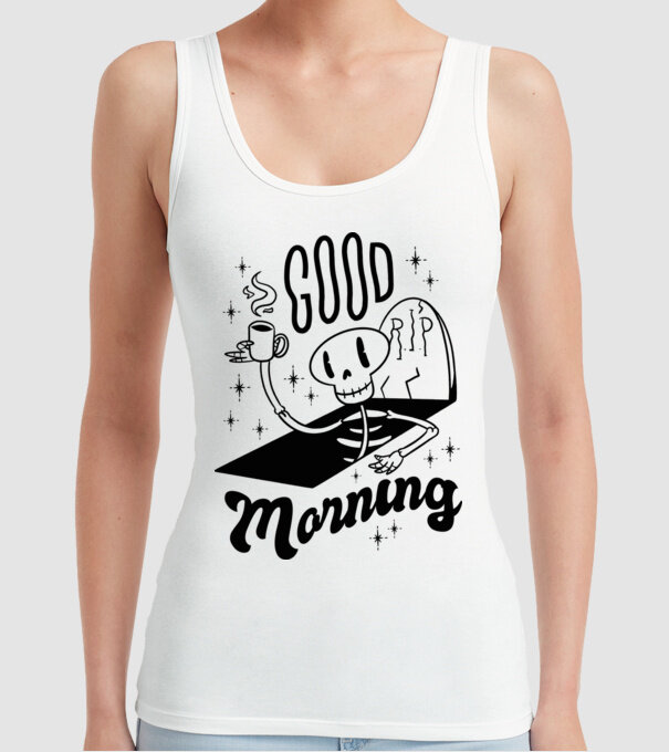 Good Morning Coffee model alb pe tricou