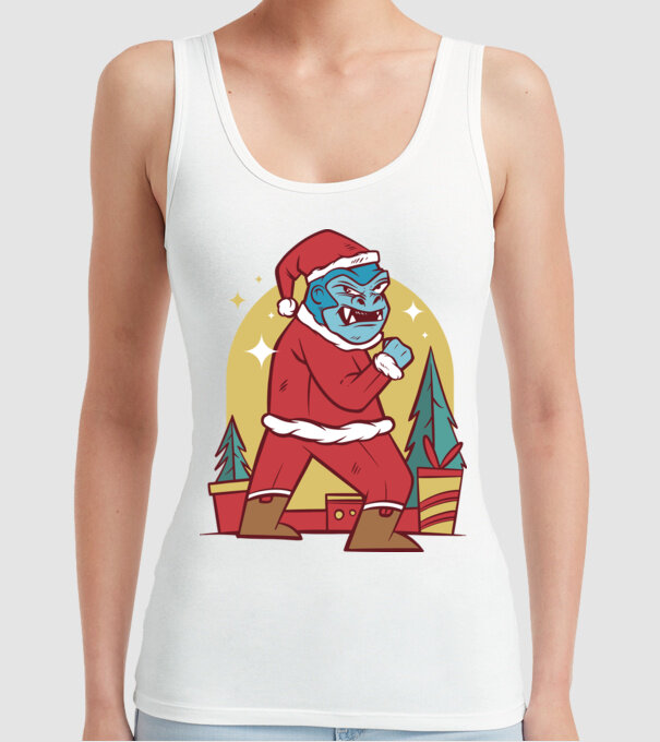 Gorila Santa model alb pe tricou