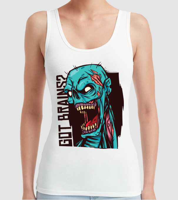Got Brains? Cap Zombie model alb pe tricou