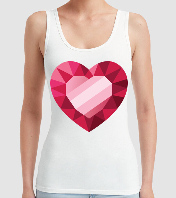 Inimă diamant model alb pe tricou