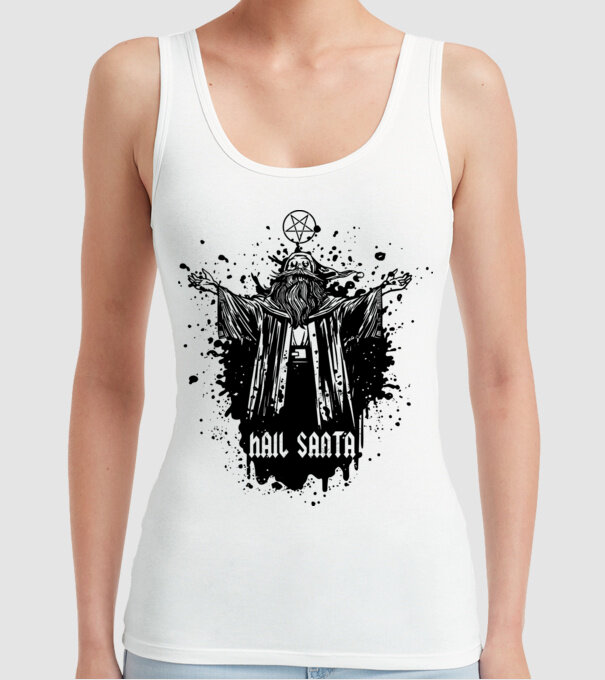Hail Santa model alb pe tricou