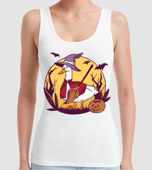 Gâscă Halloween model alb pe tricou