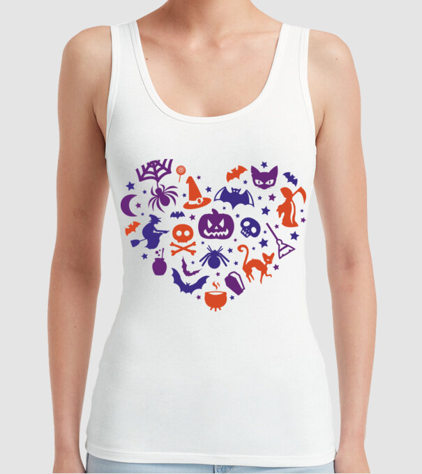 Inimă Halloween model alb pe tricou